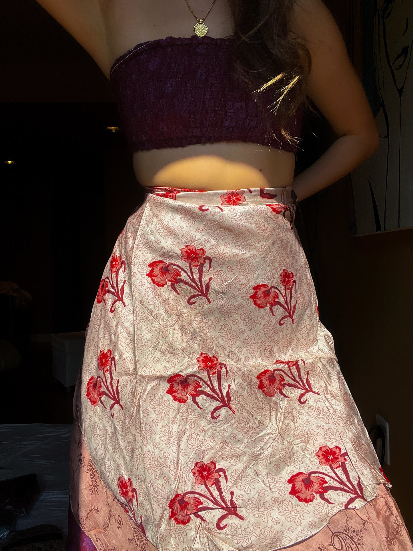 sari wrap skirt #12- flowers