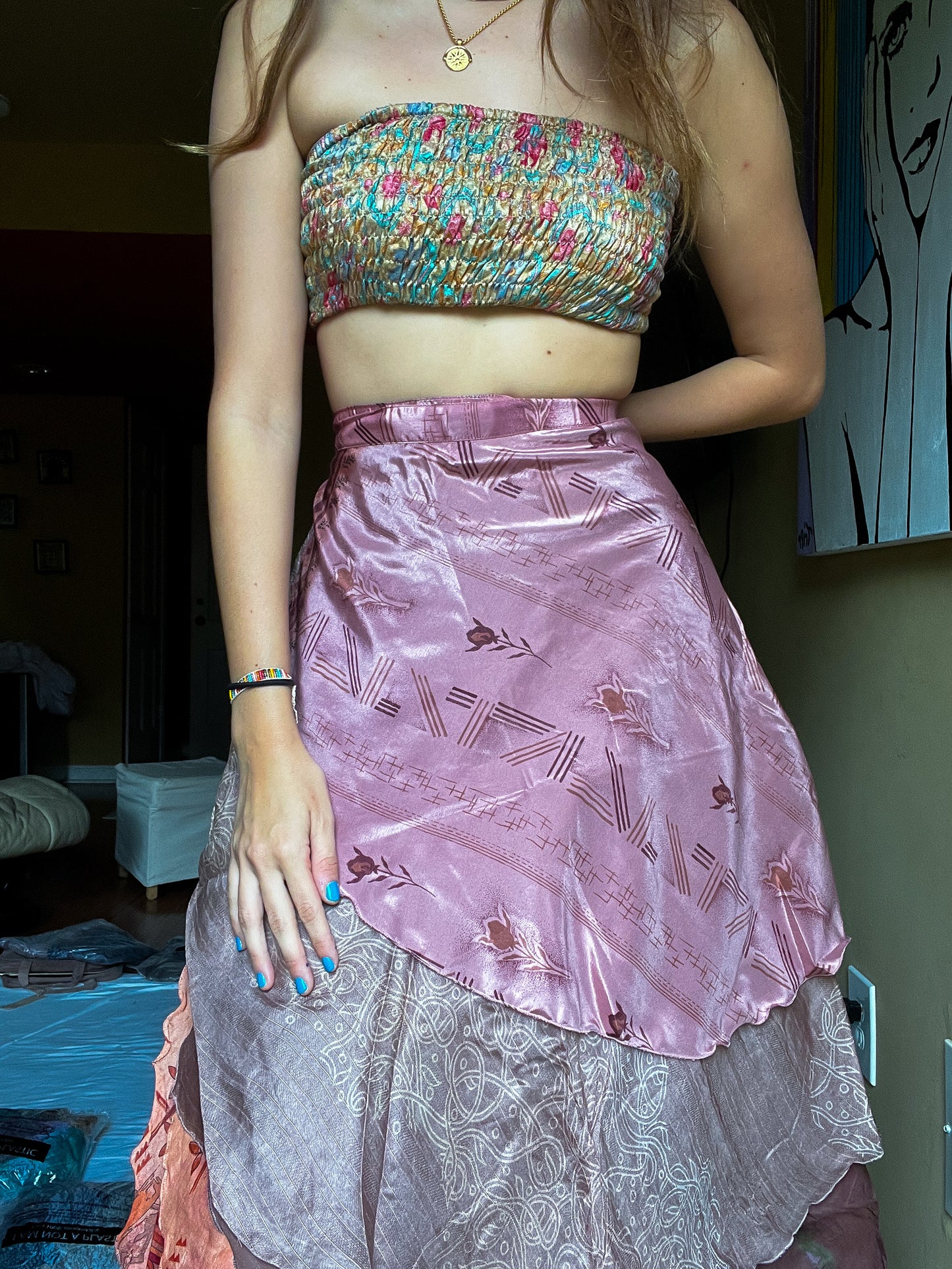 sari wrap skirt #27- brown