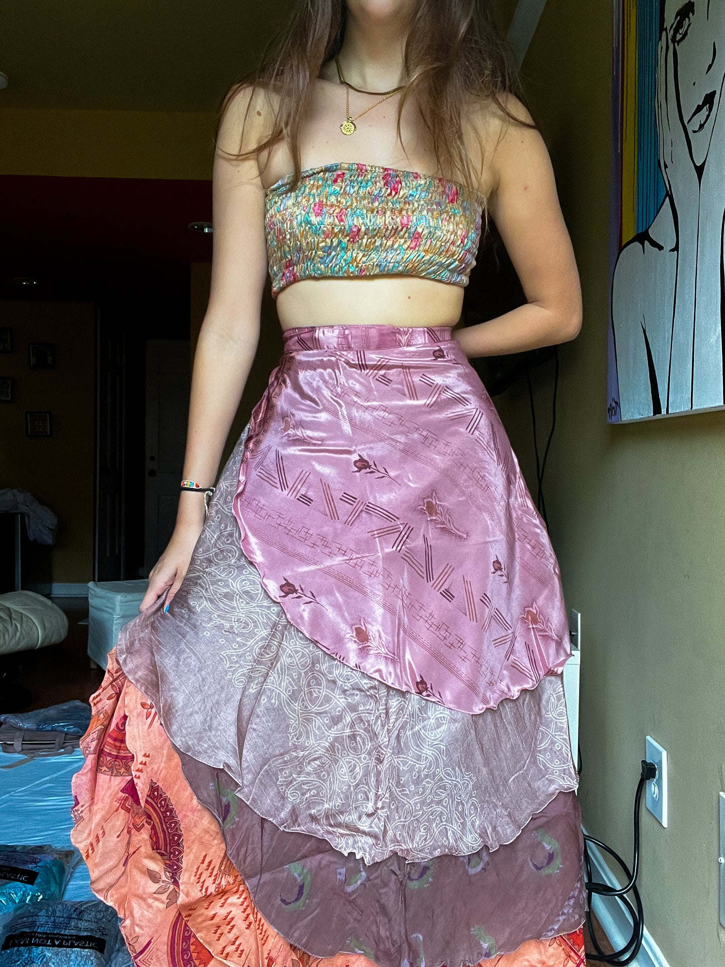 sari wrap skirt #27- brown