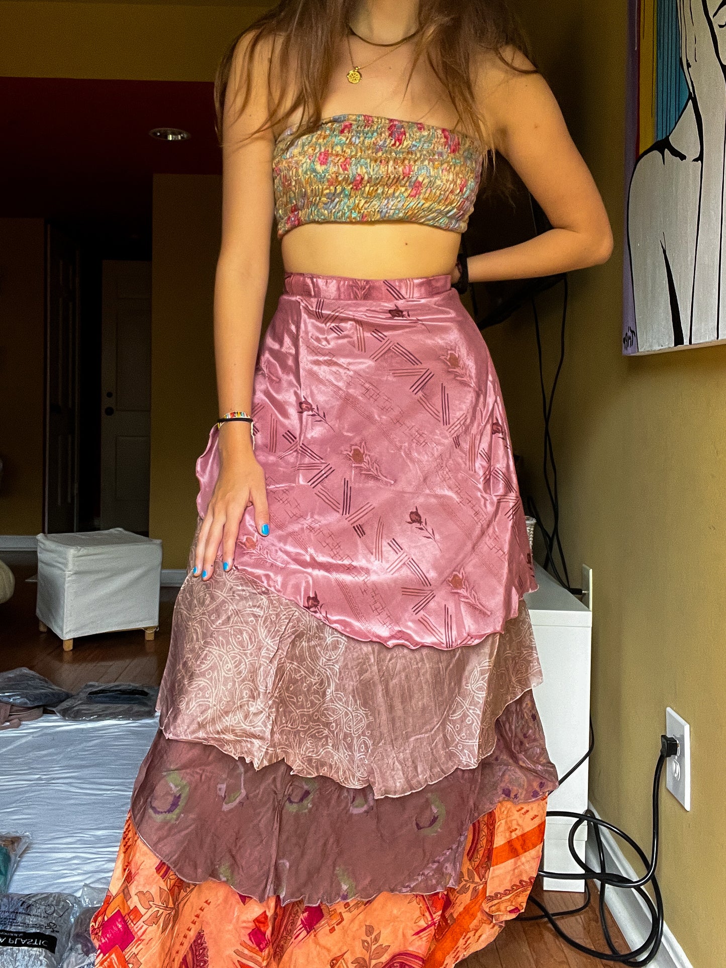 sari wrap skirt #27- brown