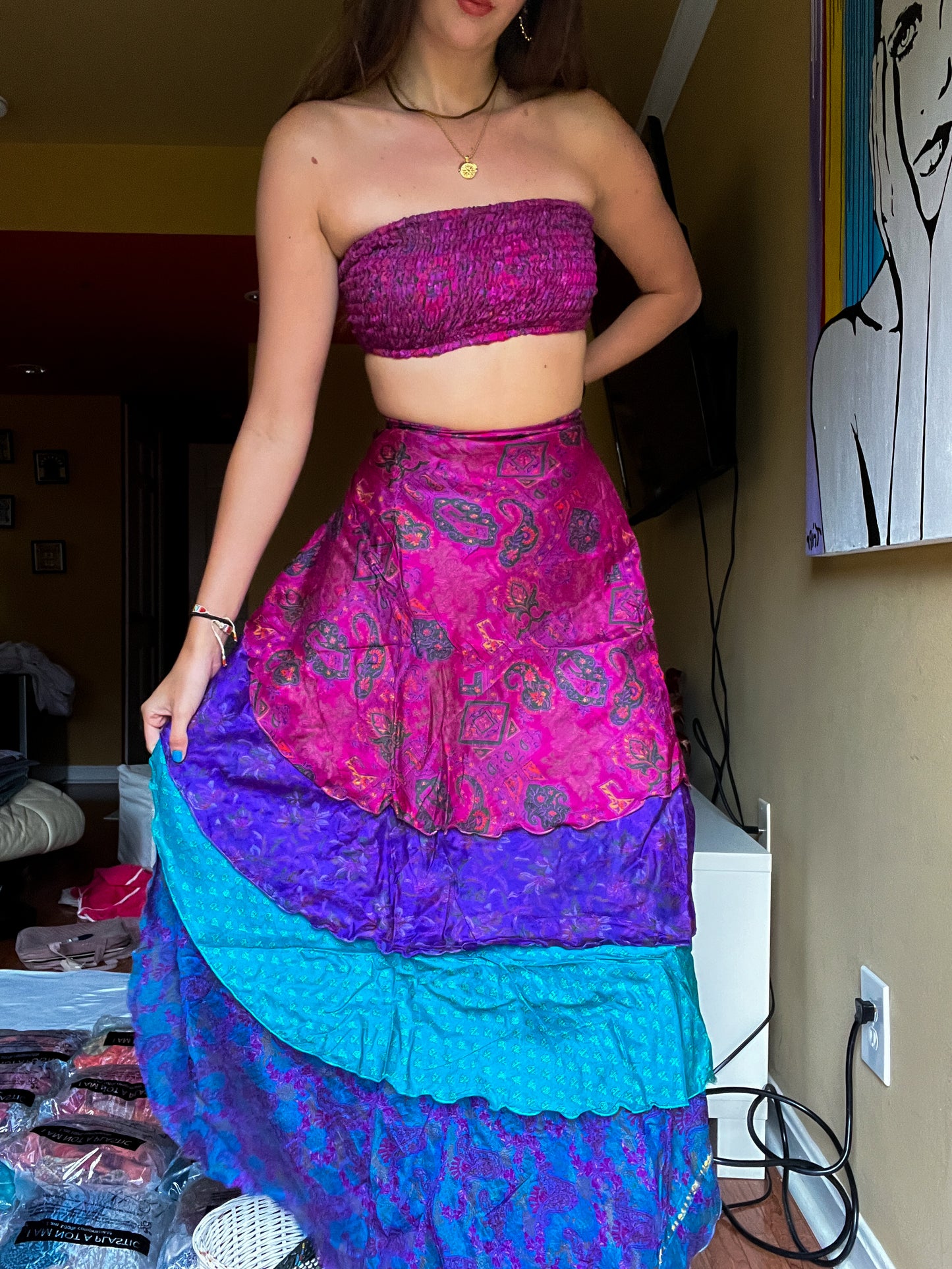 sari wrap skirt #40- purple
