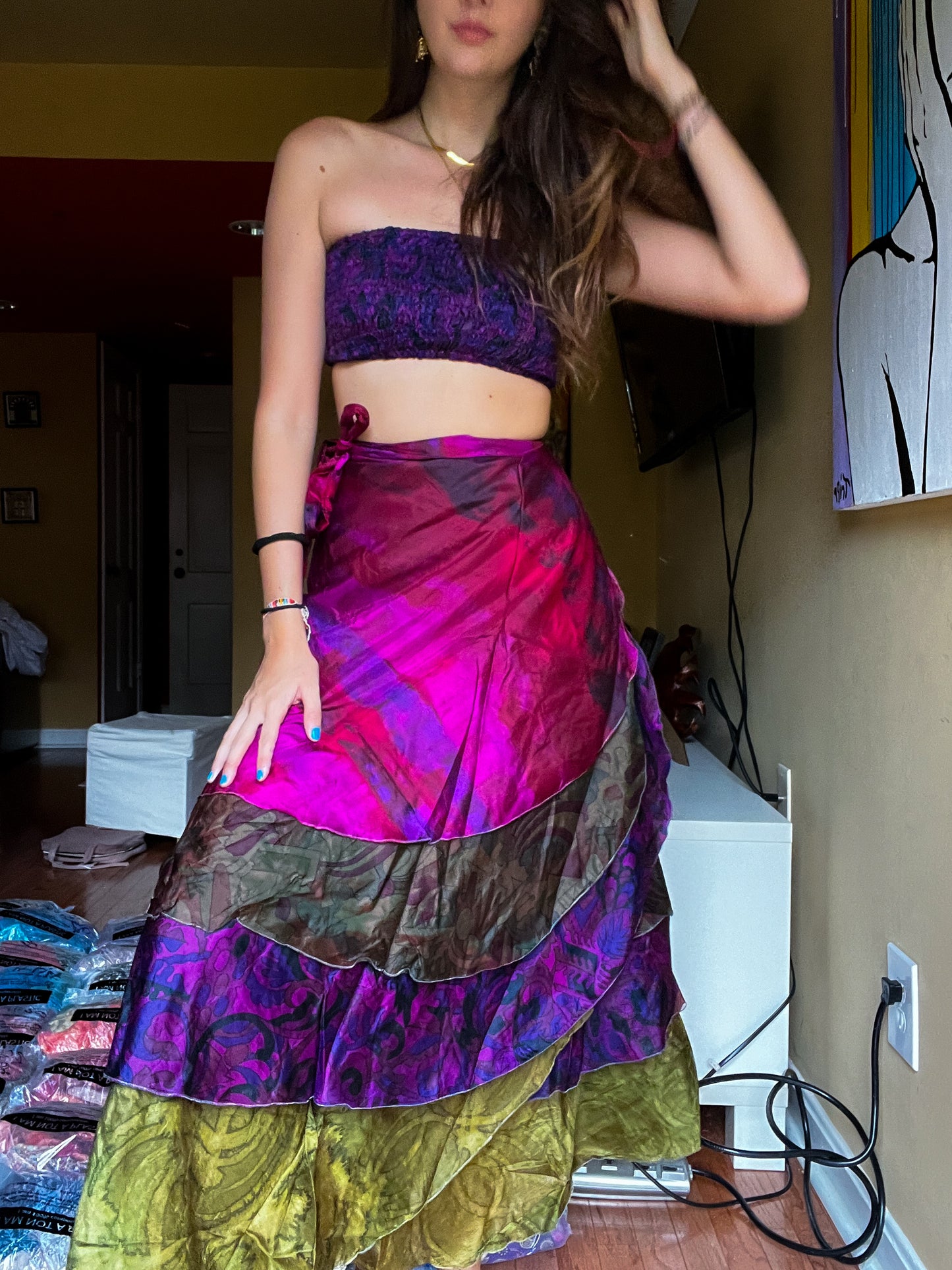sari wrap skirt #62- pink, purple BEAUTYYYY