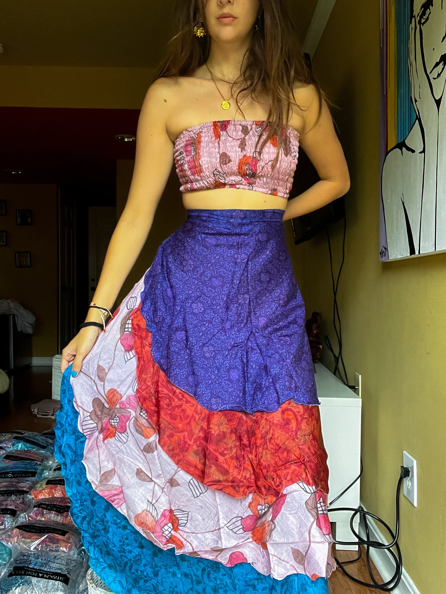 sari wrap skirt #65- flower