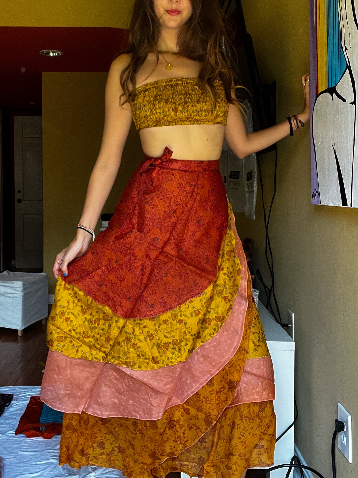 sari wrap skirt #67- Autumn