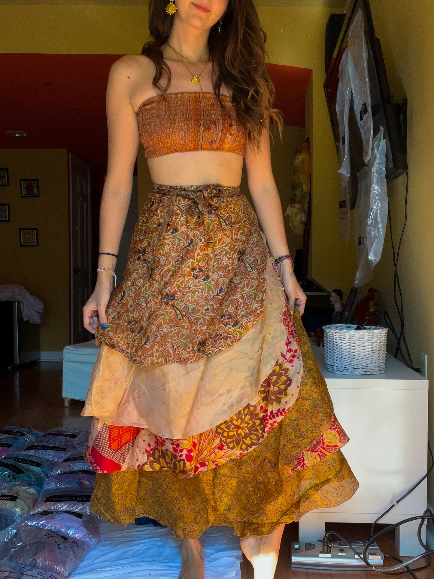 sari wrap skirt #101- earthy