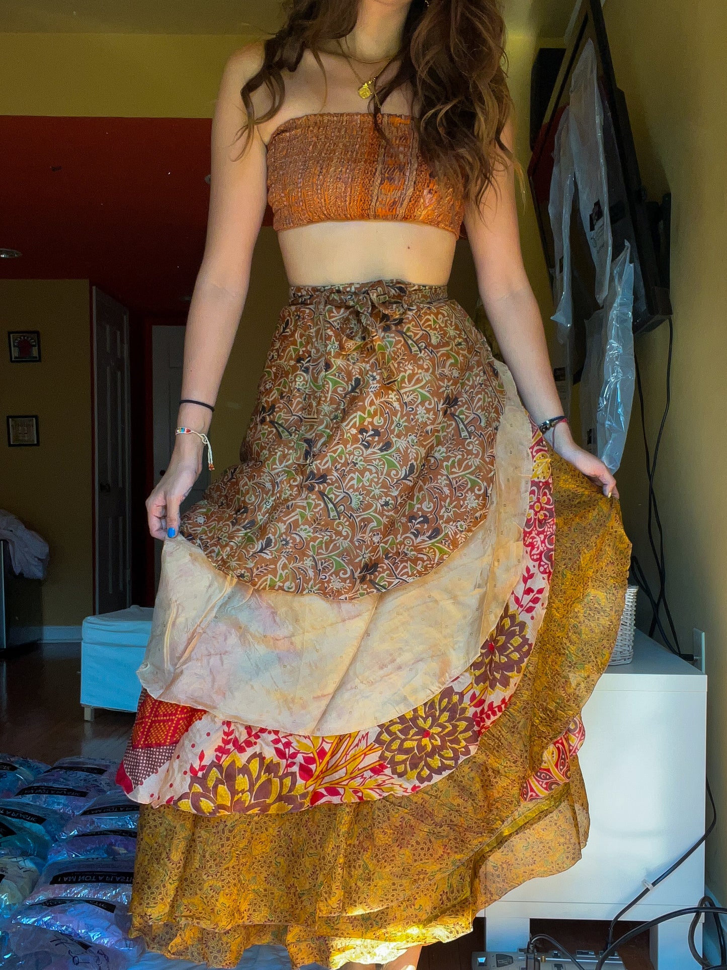 sari wrap skirt #101- earthy