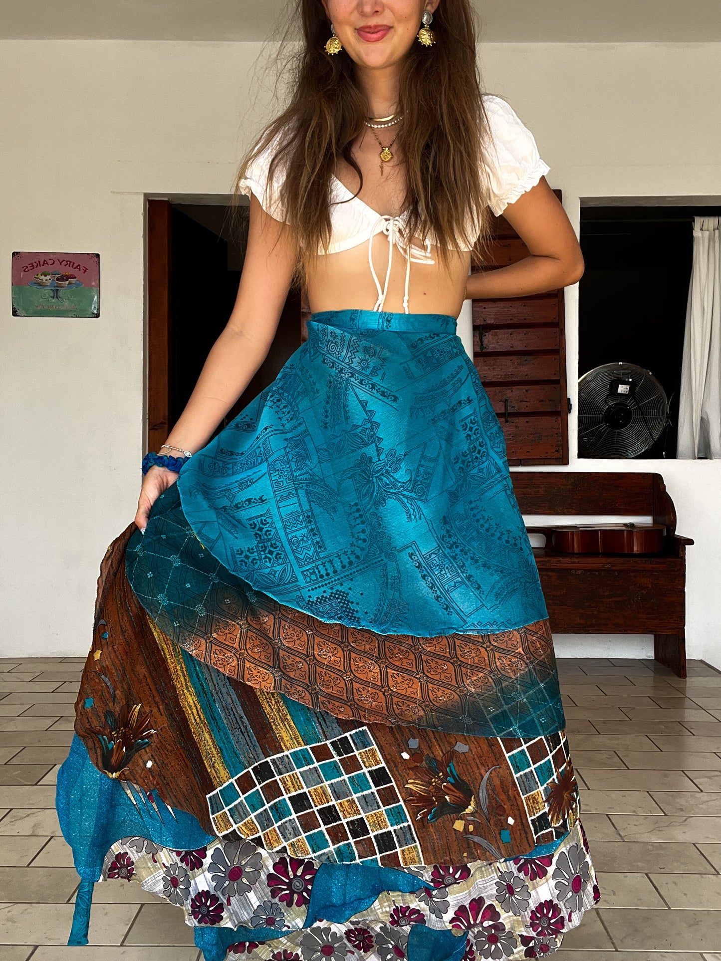 Sari Wrap sample- blue and brown #8