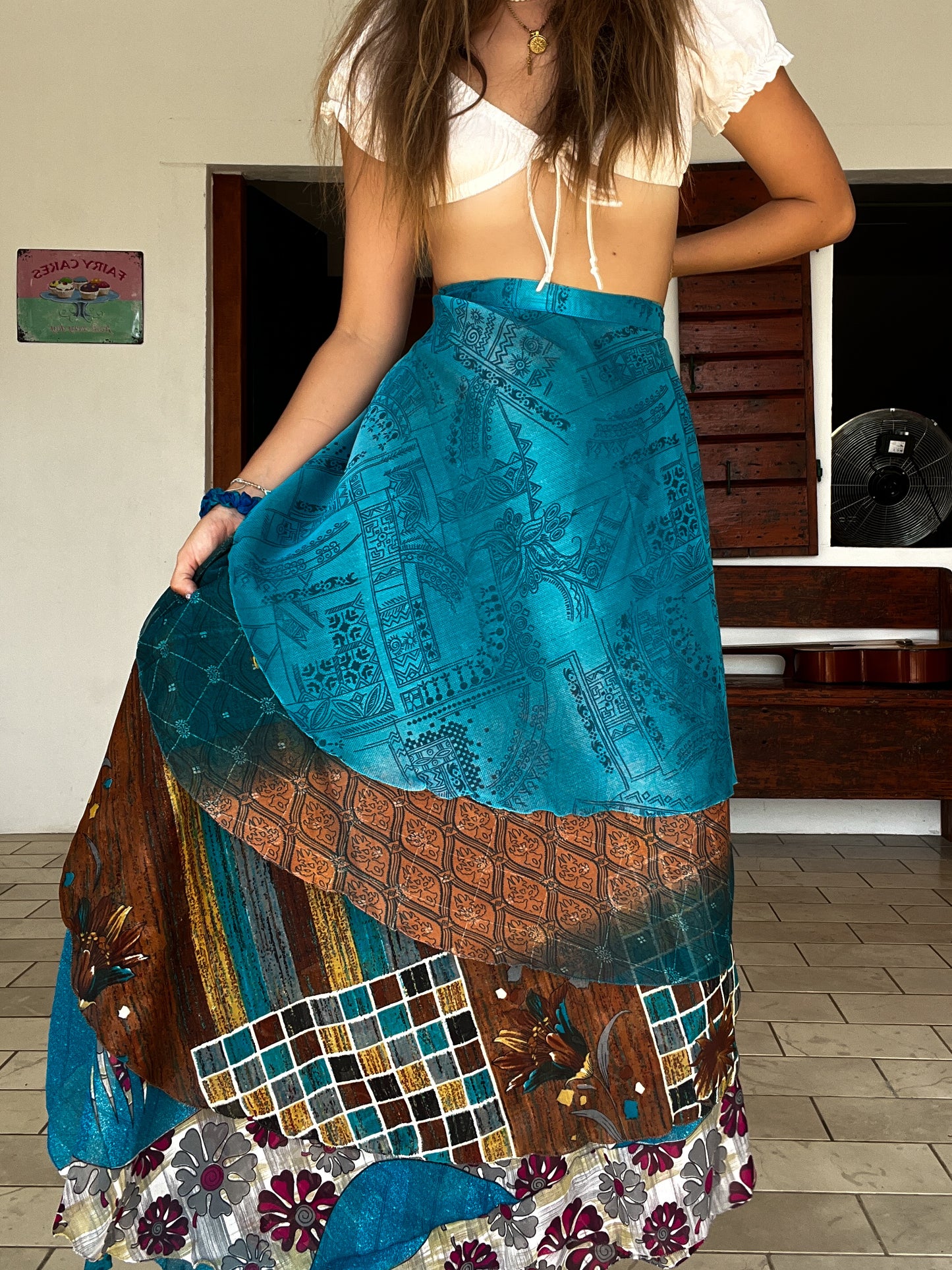 Sari Wrap sample- blue and brown #8