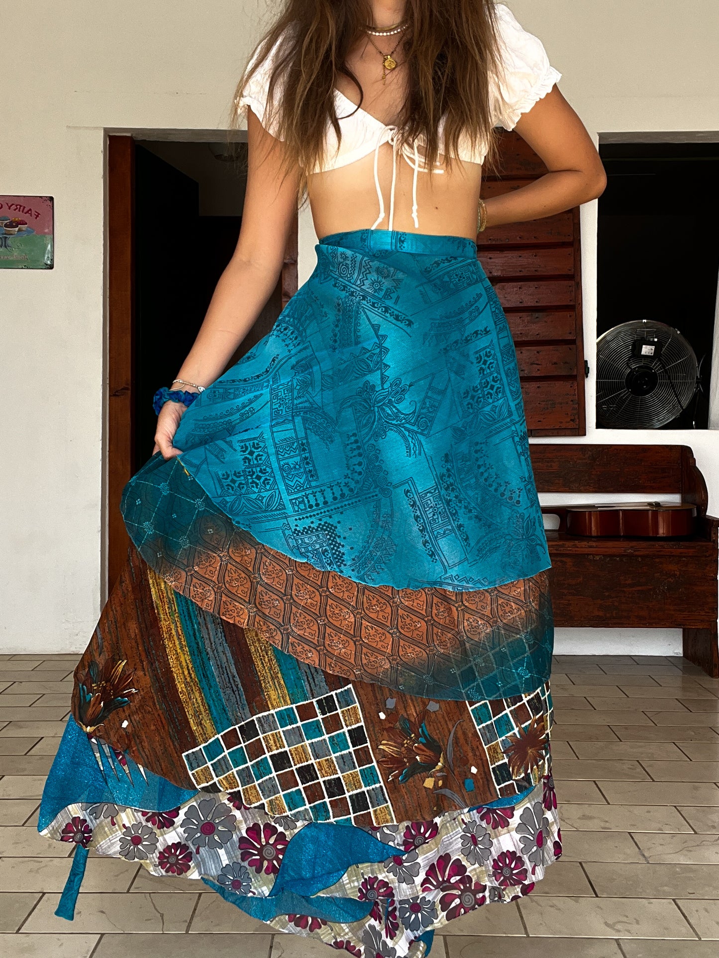 Sari Wrap sample- blue and brown #8