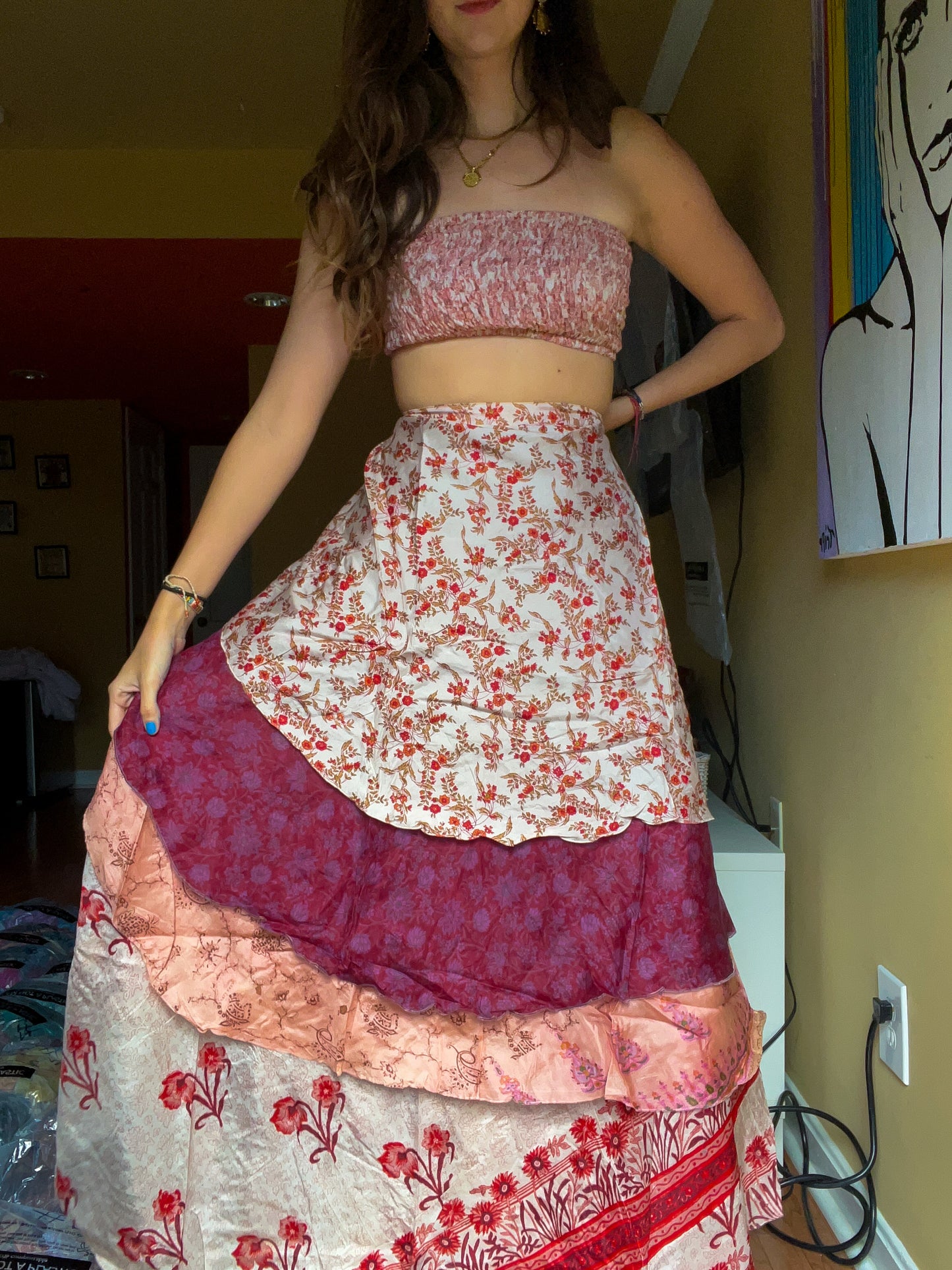 sari wrap skirt #104- pink BEAUTYYYYYY