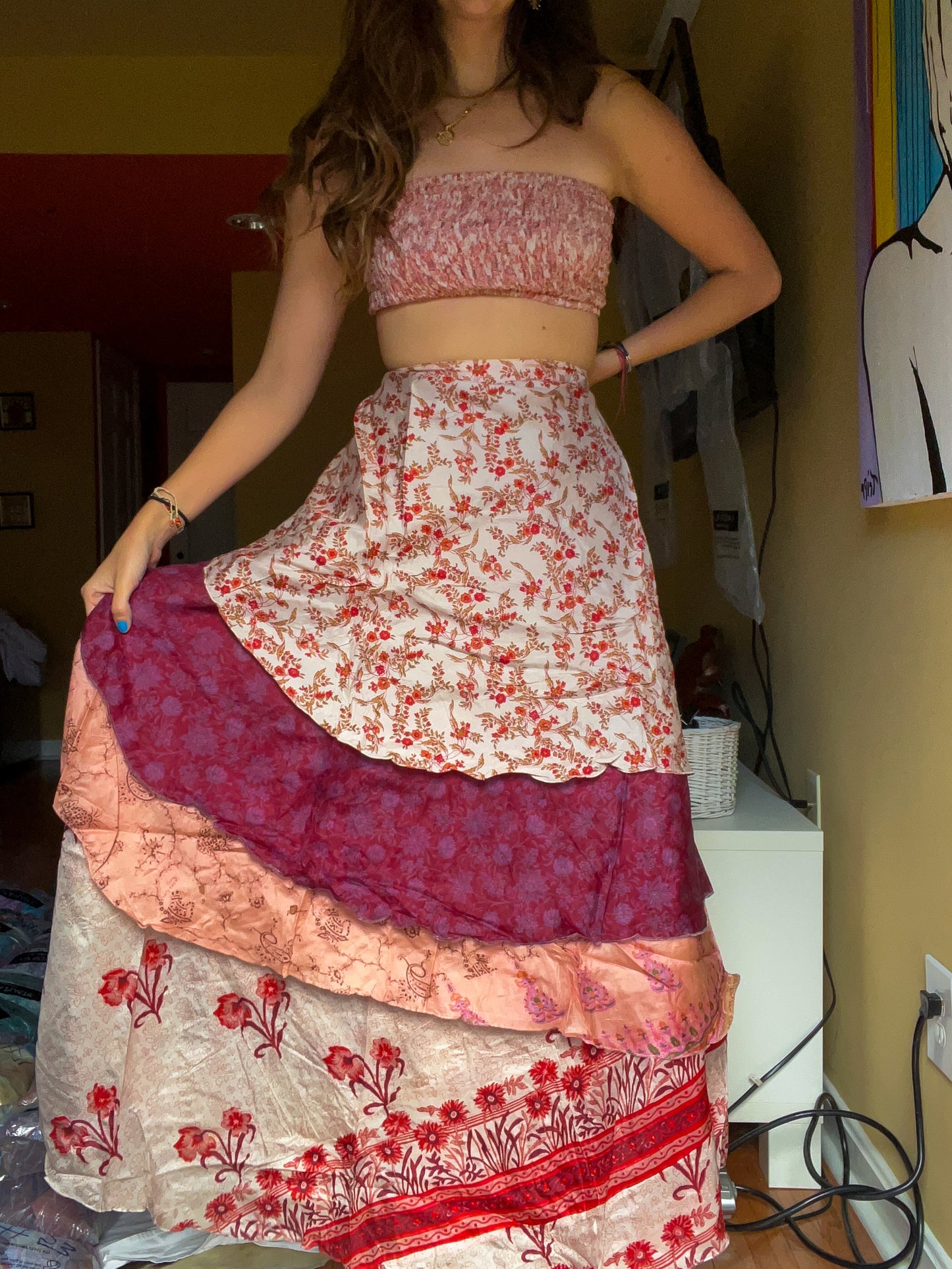 sari wrap skirt #104- pink BEAUTYYYYYY
