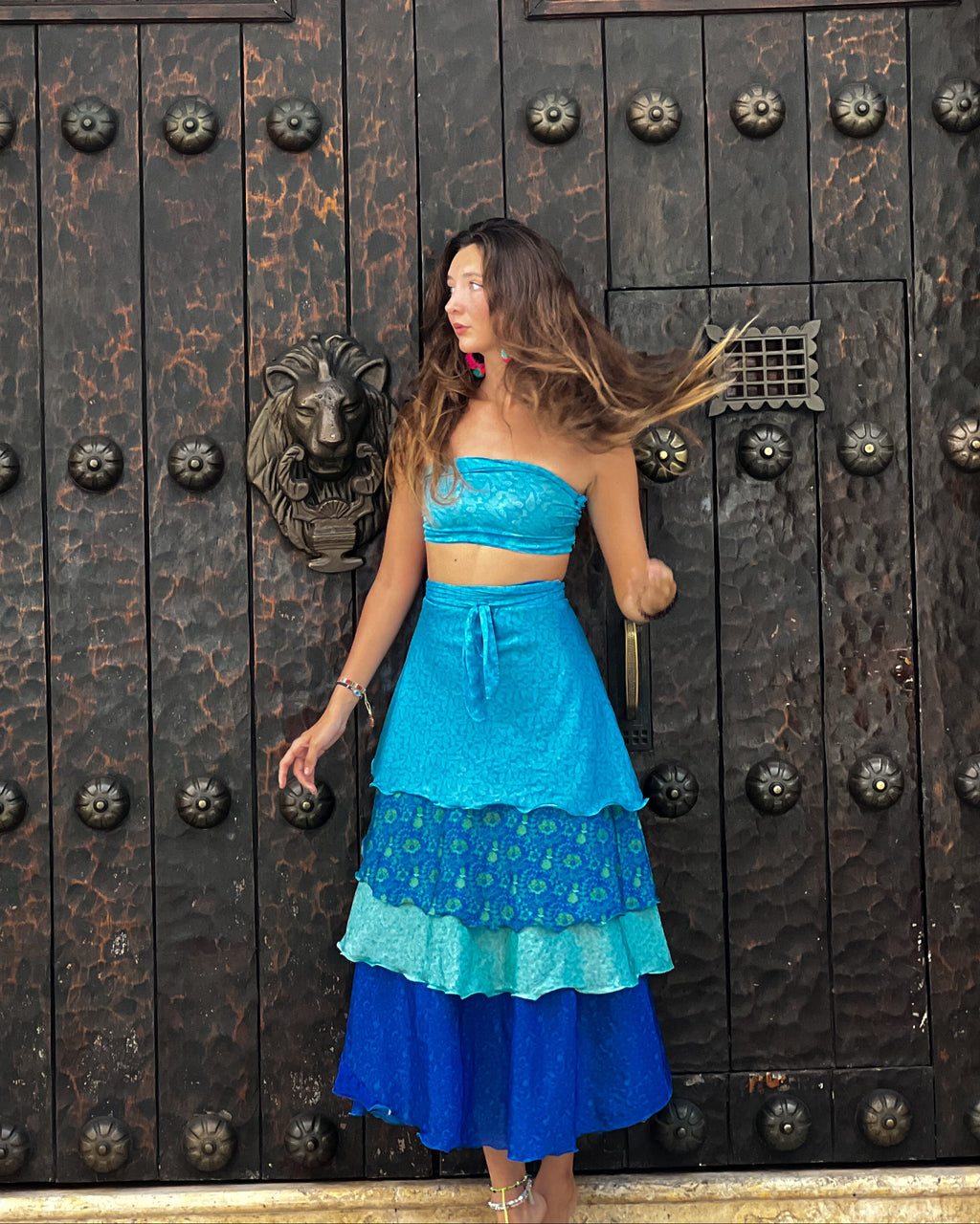 Ocean Skirt | Vintage Sari Chiffon Wrap — The Skirt Girl Ocean Skirt | Vintage Sari Chiffon Wrap — The Skirt Girl