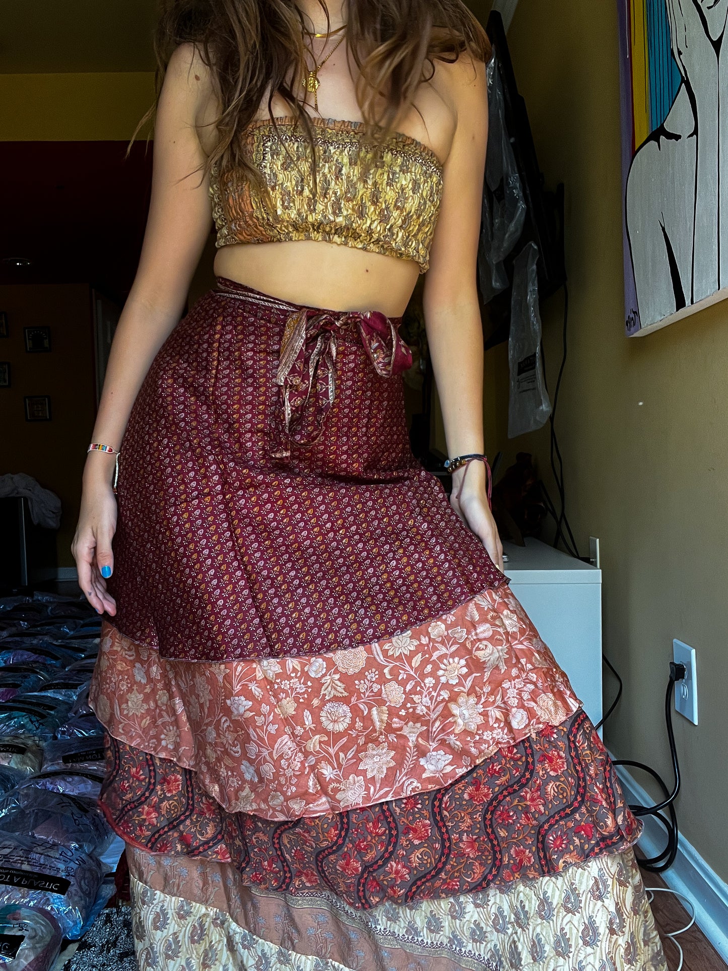 sari wrap skirt #169- Purple