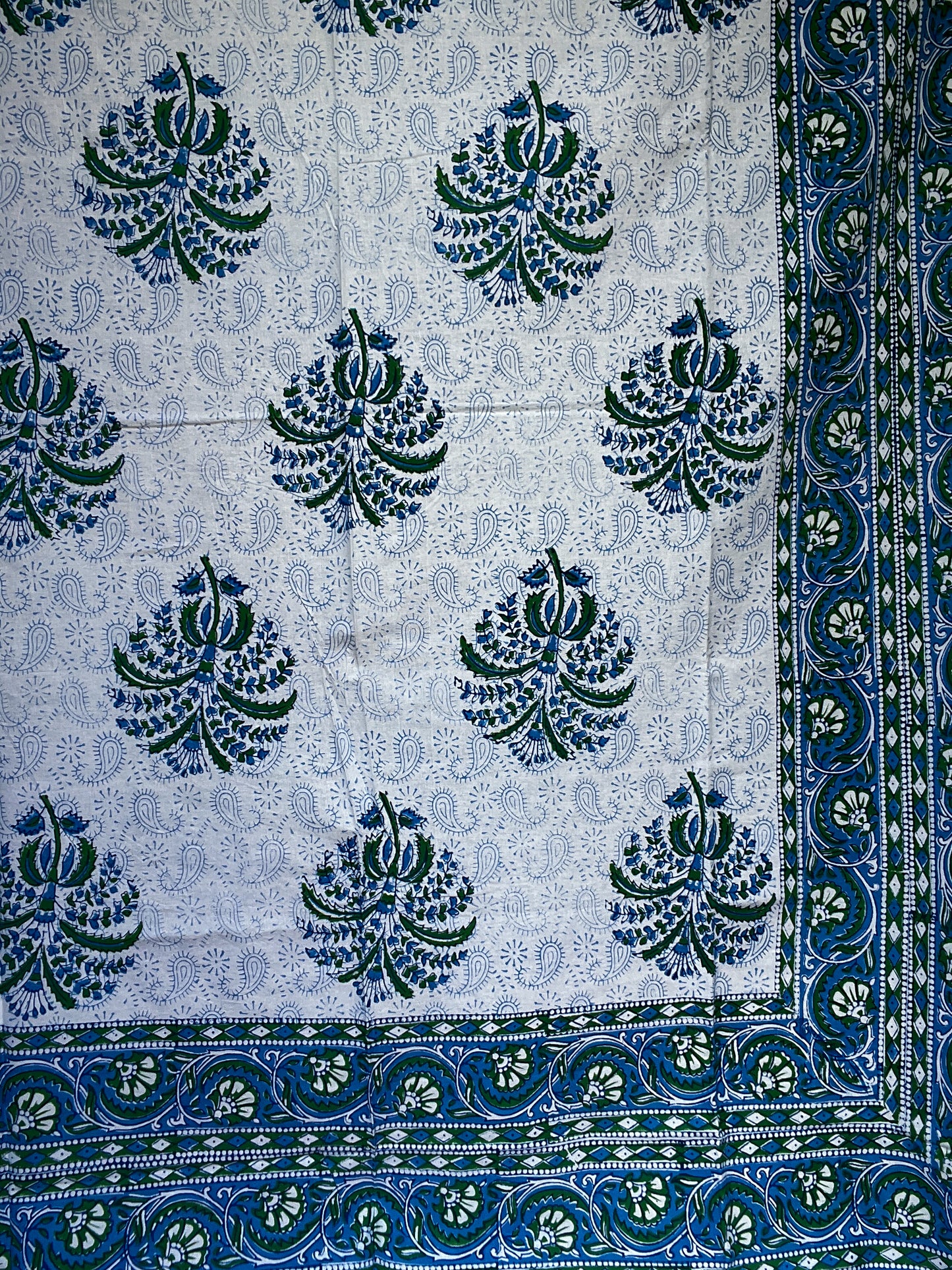 Ancient Indian Artisan Table Cloth- Blue, green