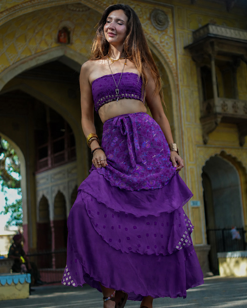 Blue Sari Wrap Skirt — One of a Kind | The Skirt Girl