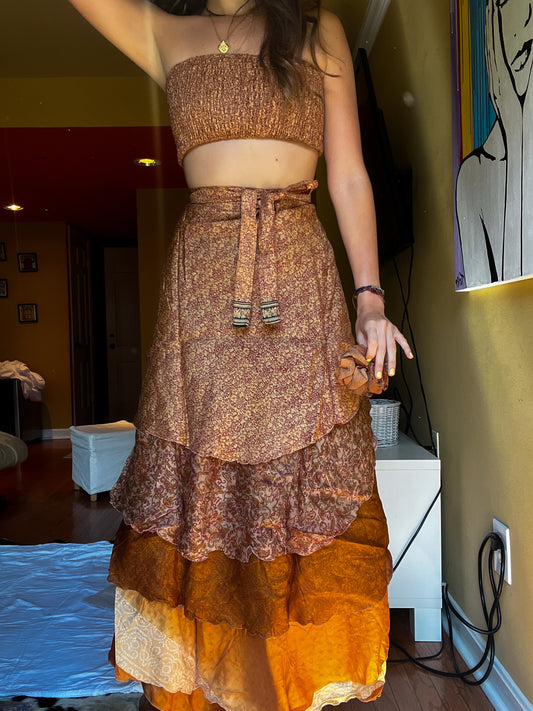 sari wrap skirt #2 - brown