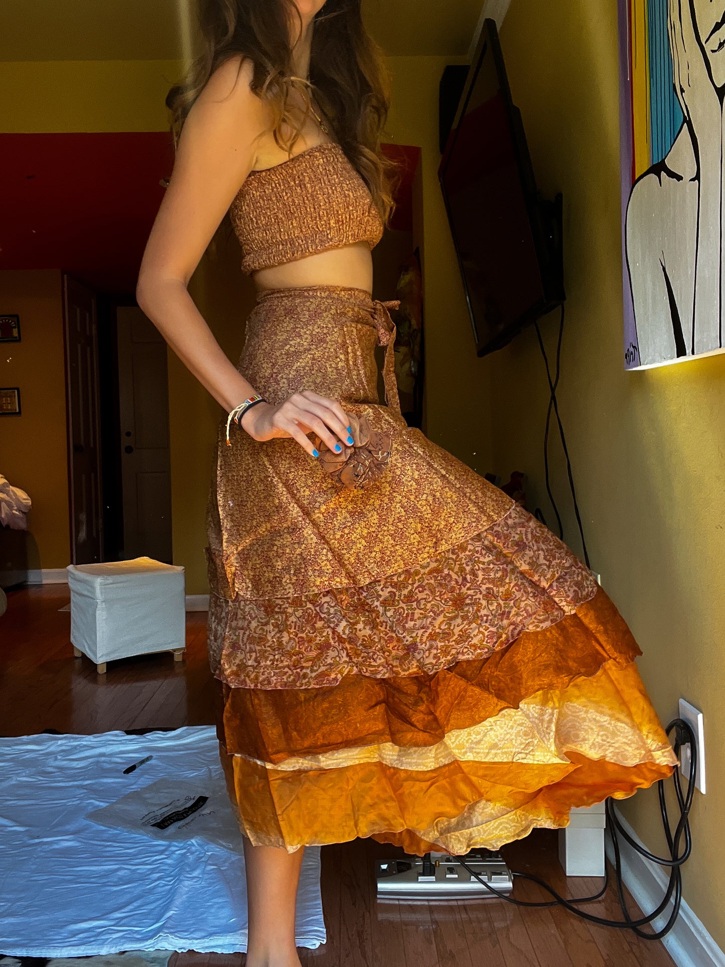 sari wrap skirt #2 - brown