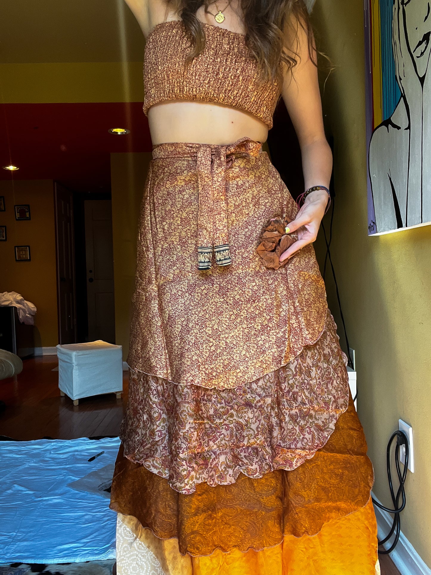 sari wrap skirt #2 - brown