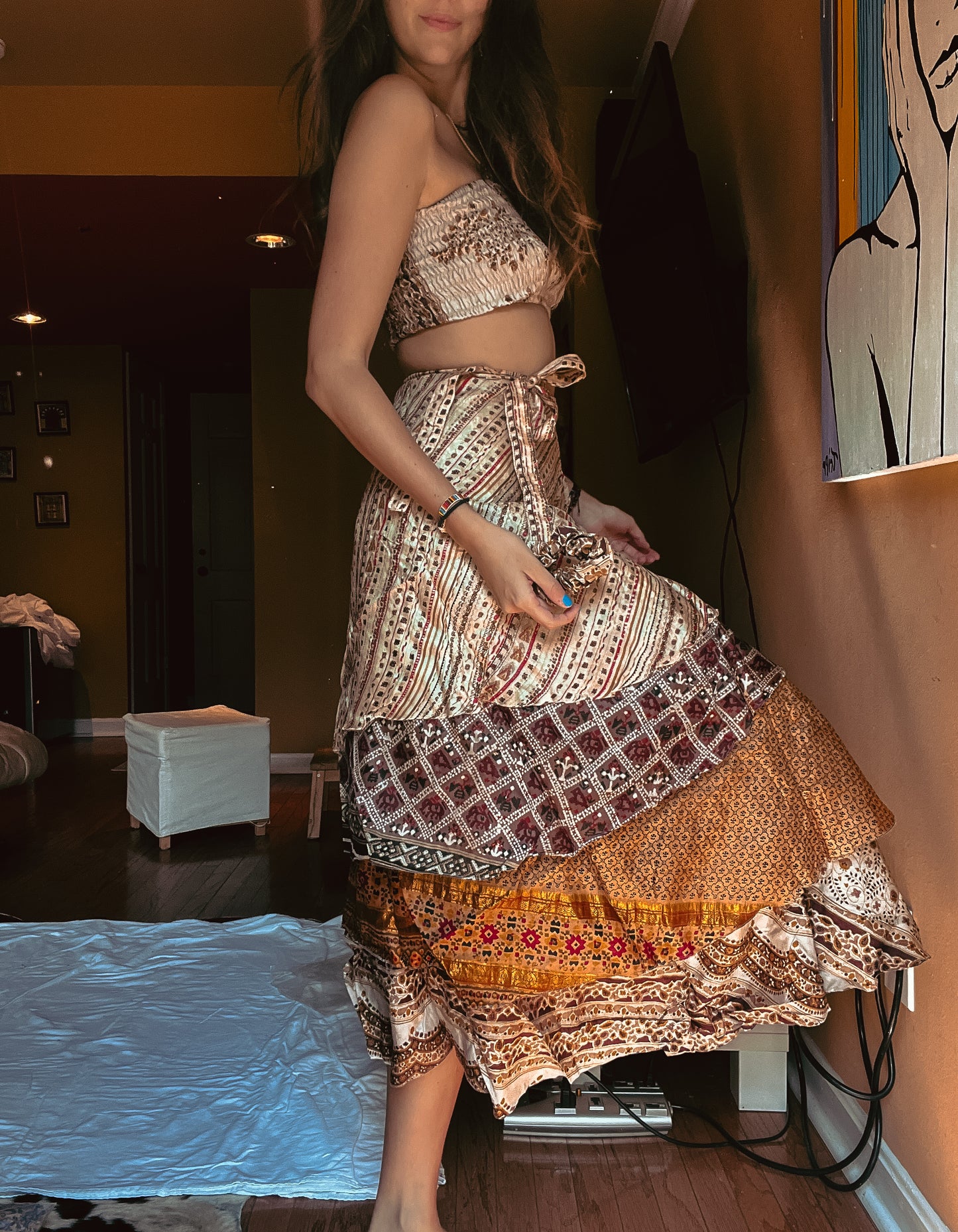 sari wrap skirt #4 - light brown