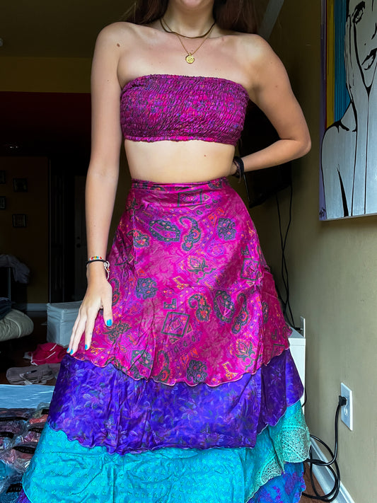 sari wrap skirt #40- purple