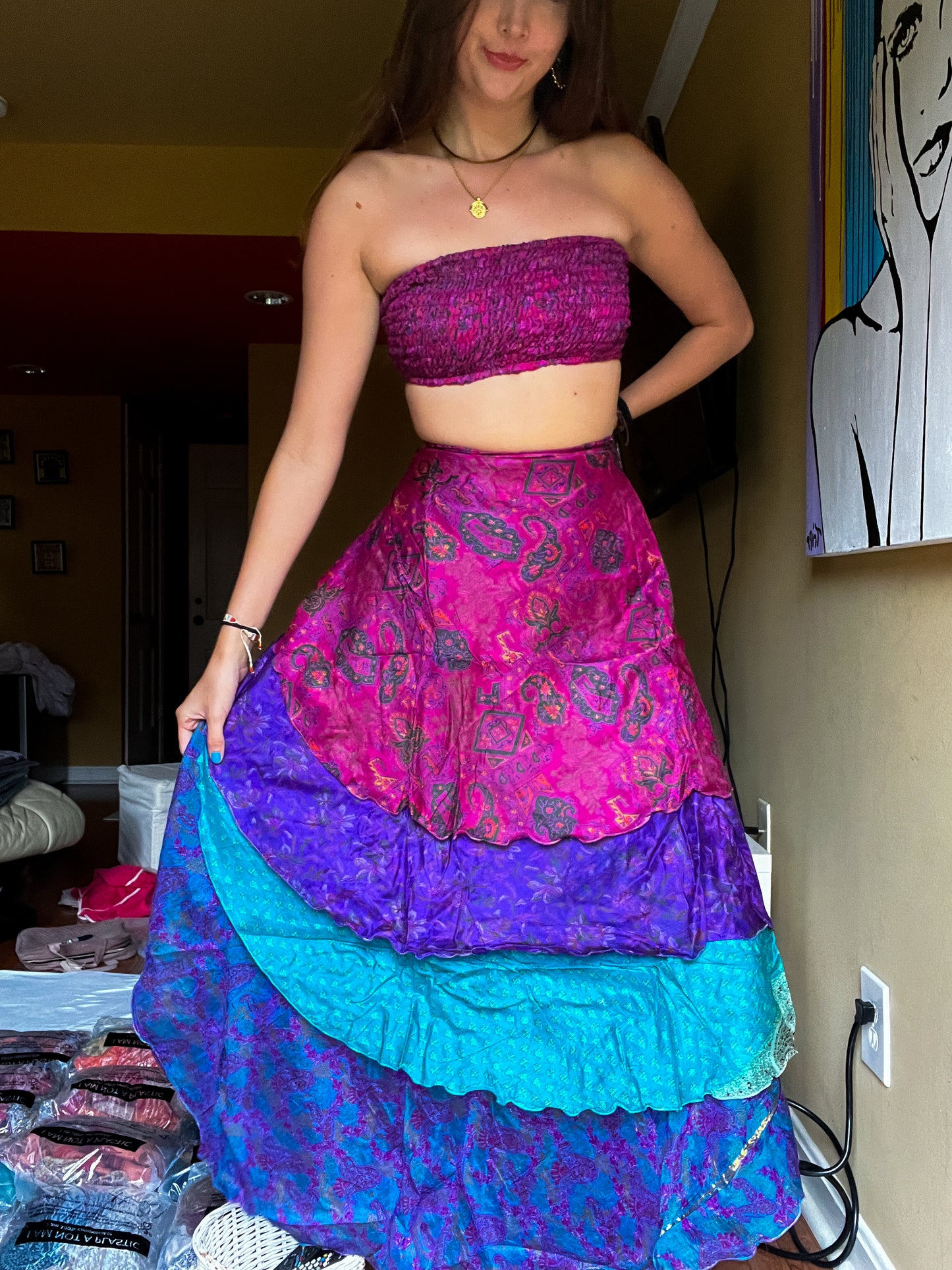 sari wrap skirt #40- purple
