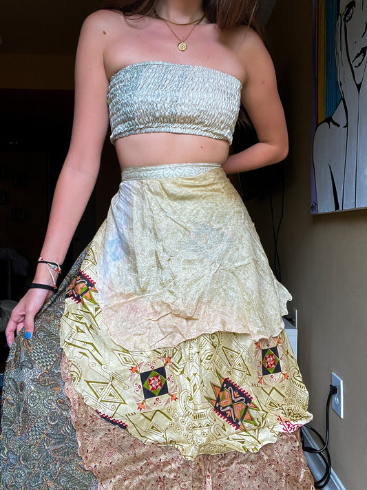sari wrap skirt #52- creme