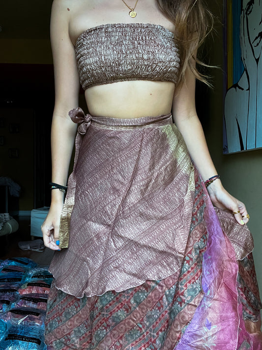 sari wrap skirt #57- browns