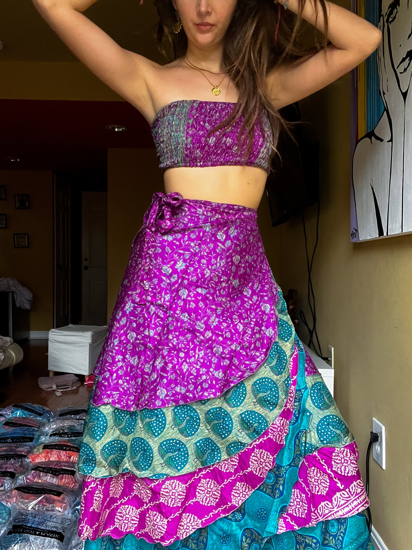 sari wrap skirt #58- purple