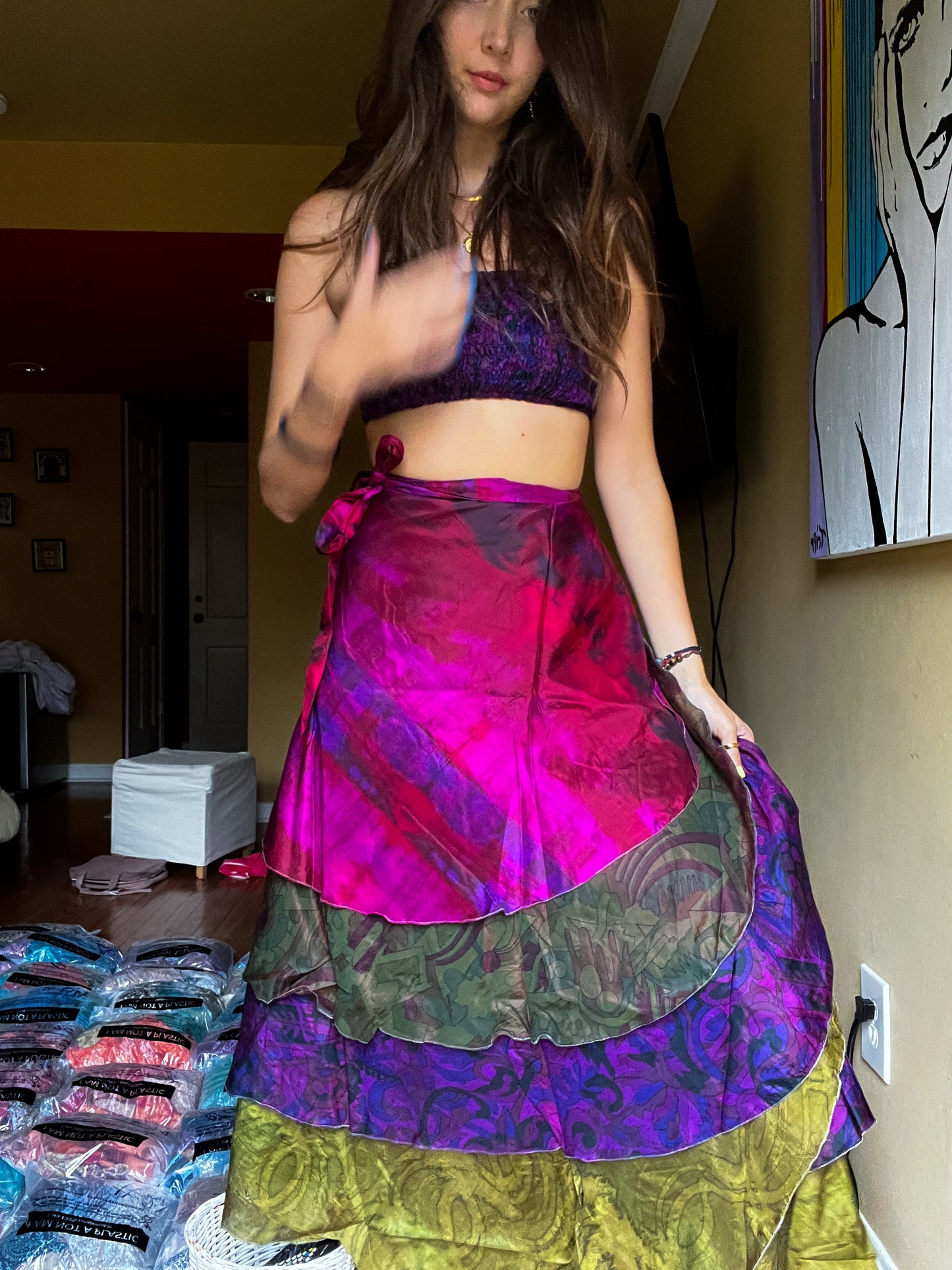 sari wrap skirt #62- pink, purple BEAUTYYYY