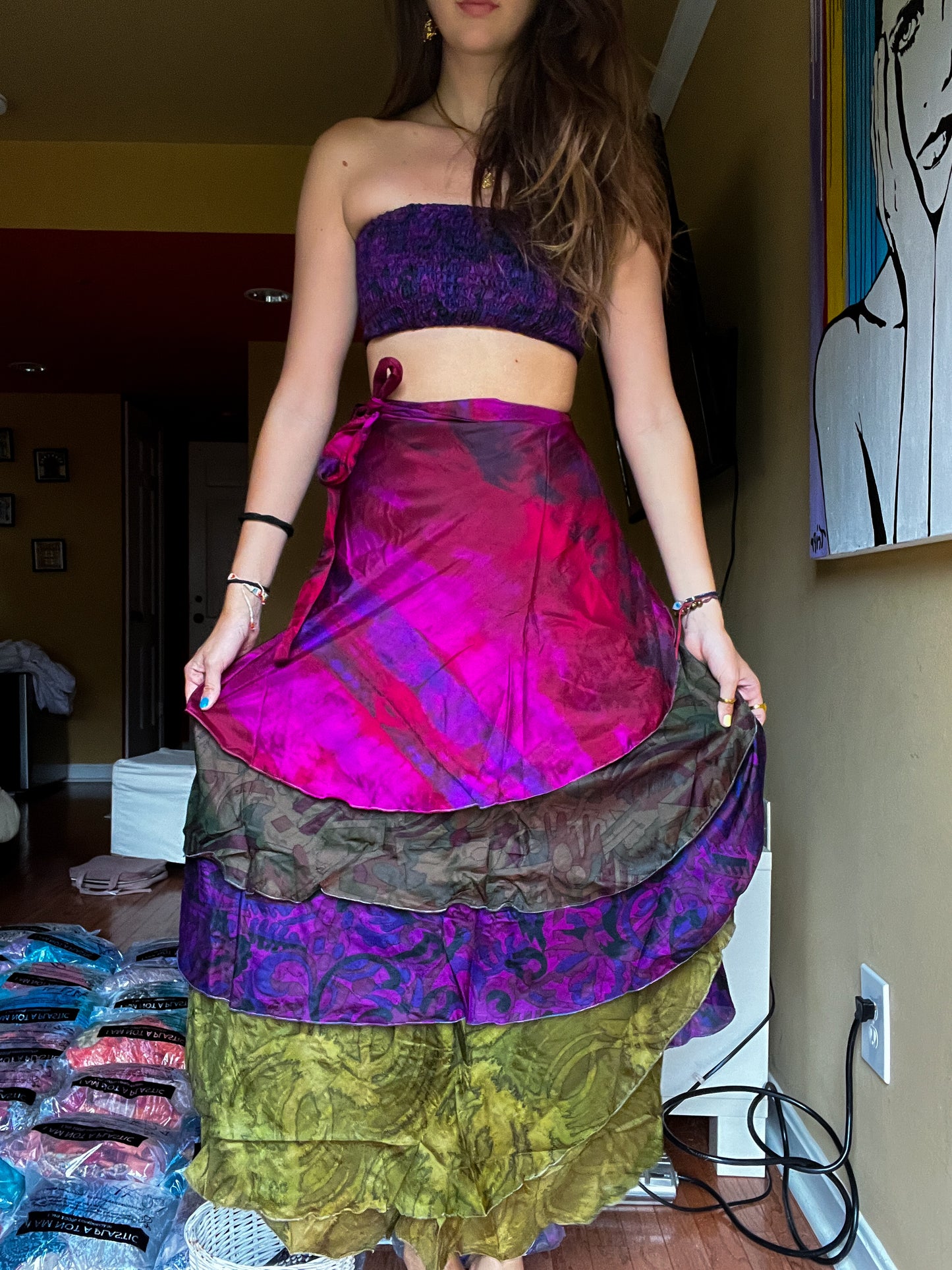sari wrap skirt #62- pink, purple BEAUTYYYY