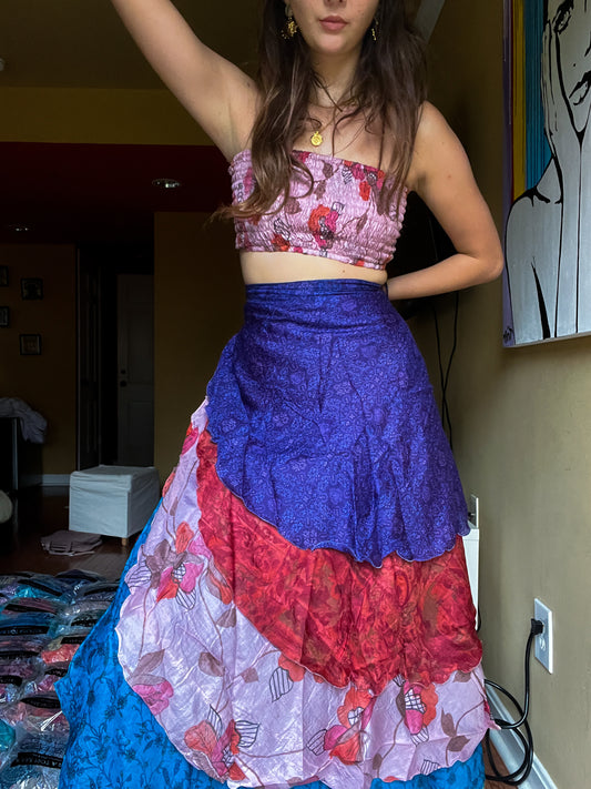 sari wrap skirt #65- flower