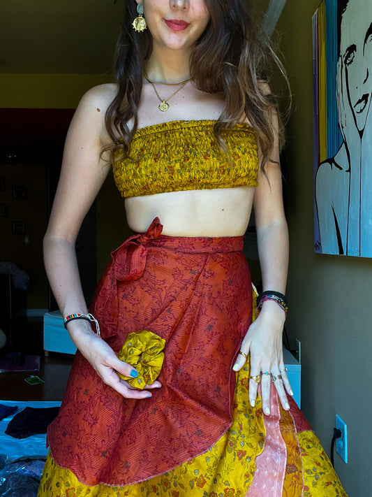 sari wrap skirt #67- Autumn
