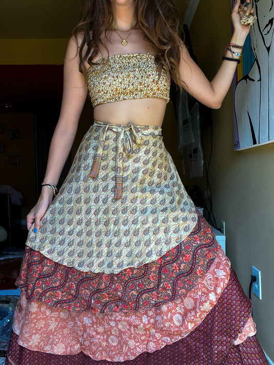 sari wrap skirt #72- beige