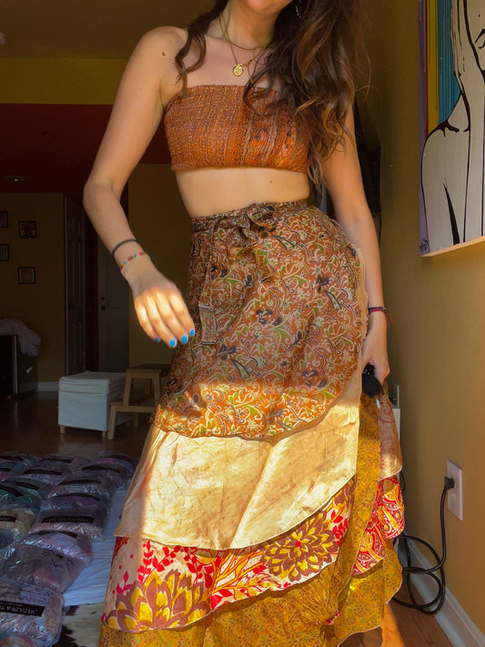 sari wrap skirt #101- earthy
