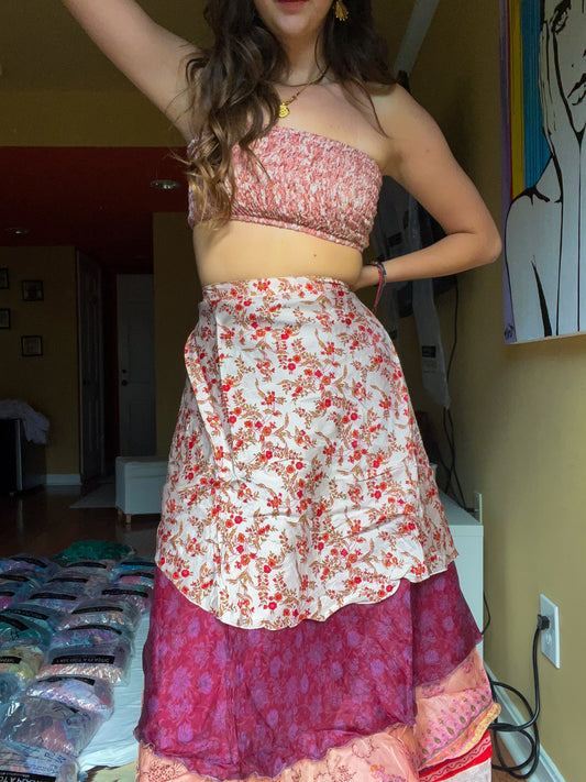 sari wrap skirt #104- pink BEAUTYYYYYY