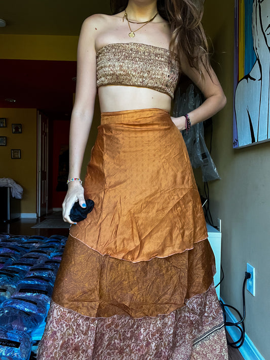 sari wrap skirt #124- Beige