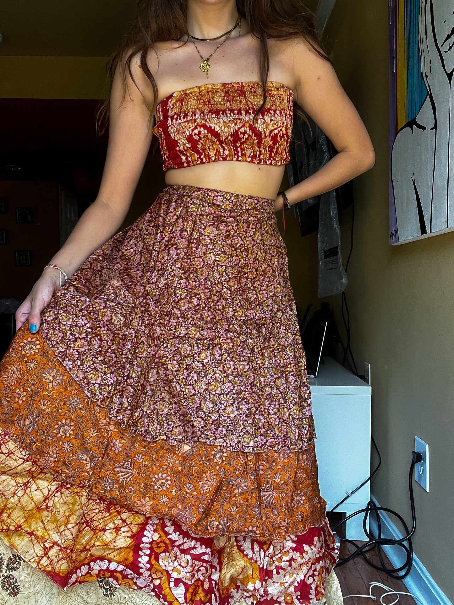 sari wrap skirt #168- Autumn