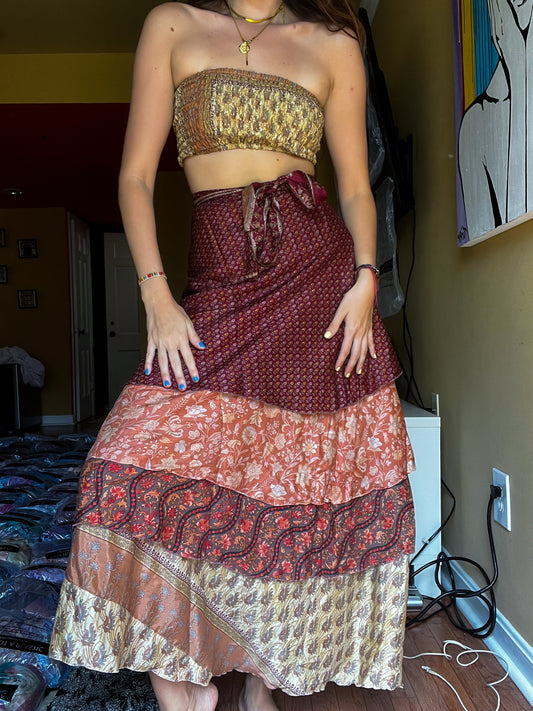 sari wrap skirt #169- Purple