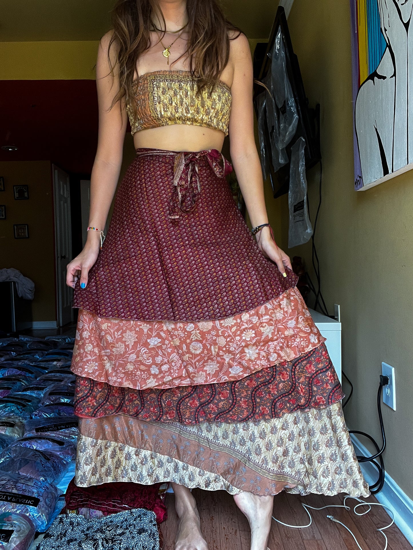 sari wrap skirt #169- Purple