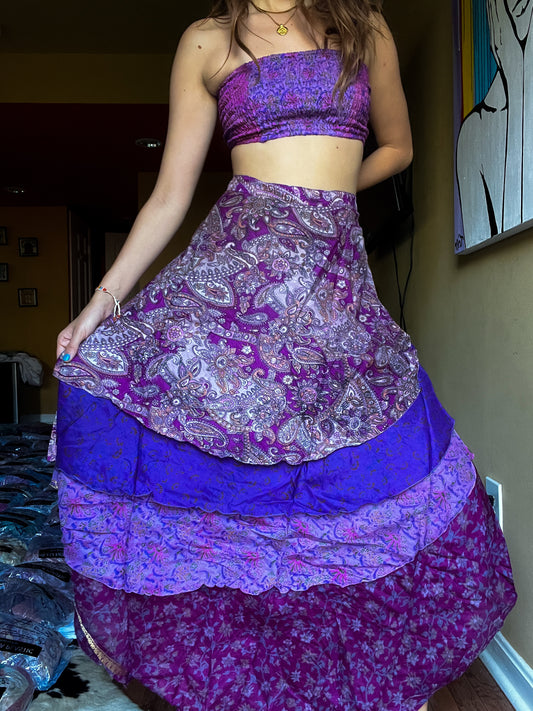 sari wrap skirt #185- Purple