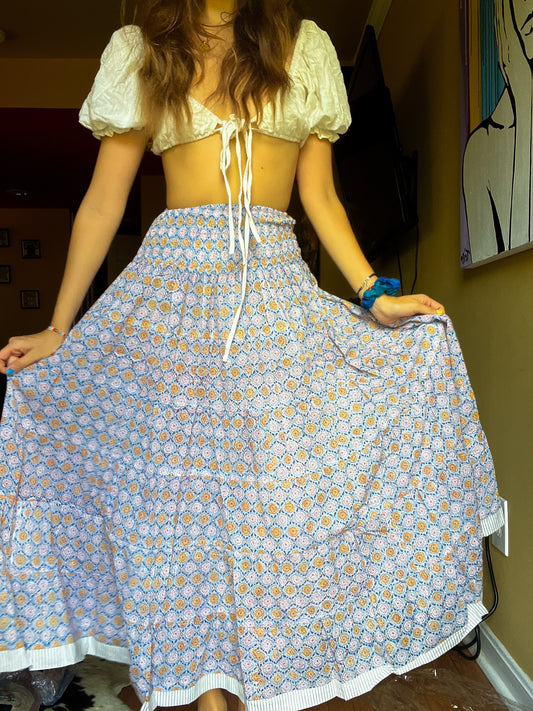 Block printed skirt- Blue