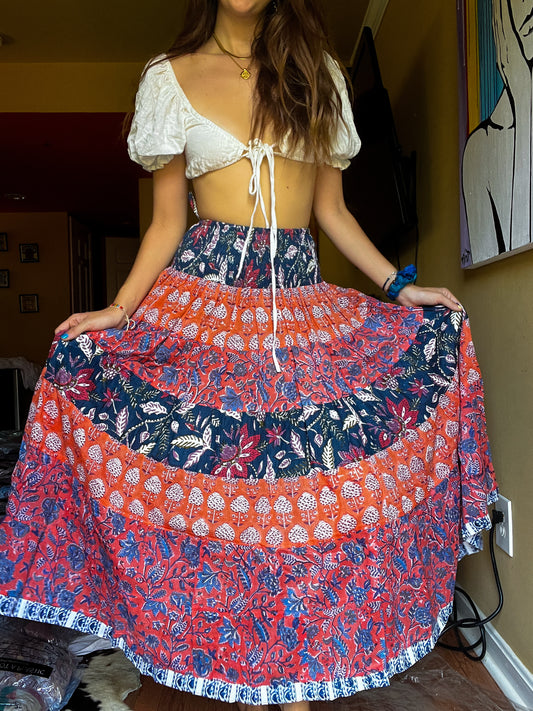 Block printed skirt-Colorful