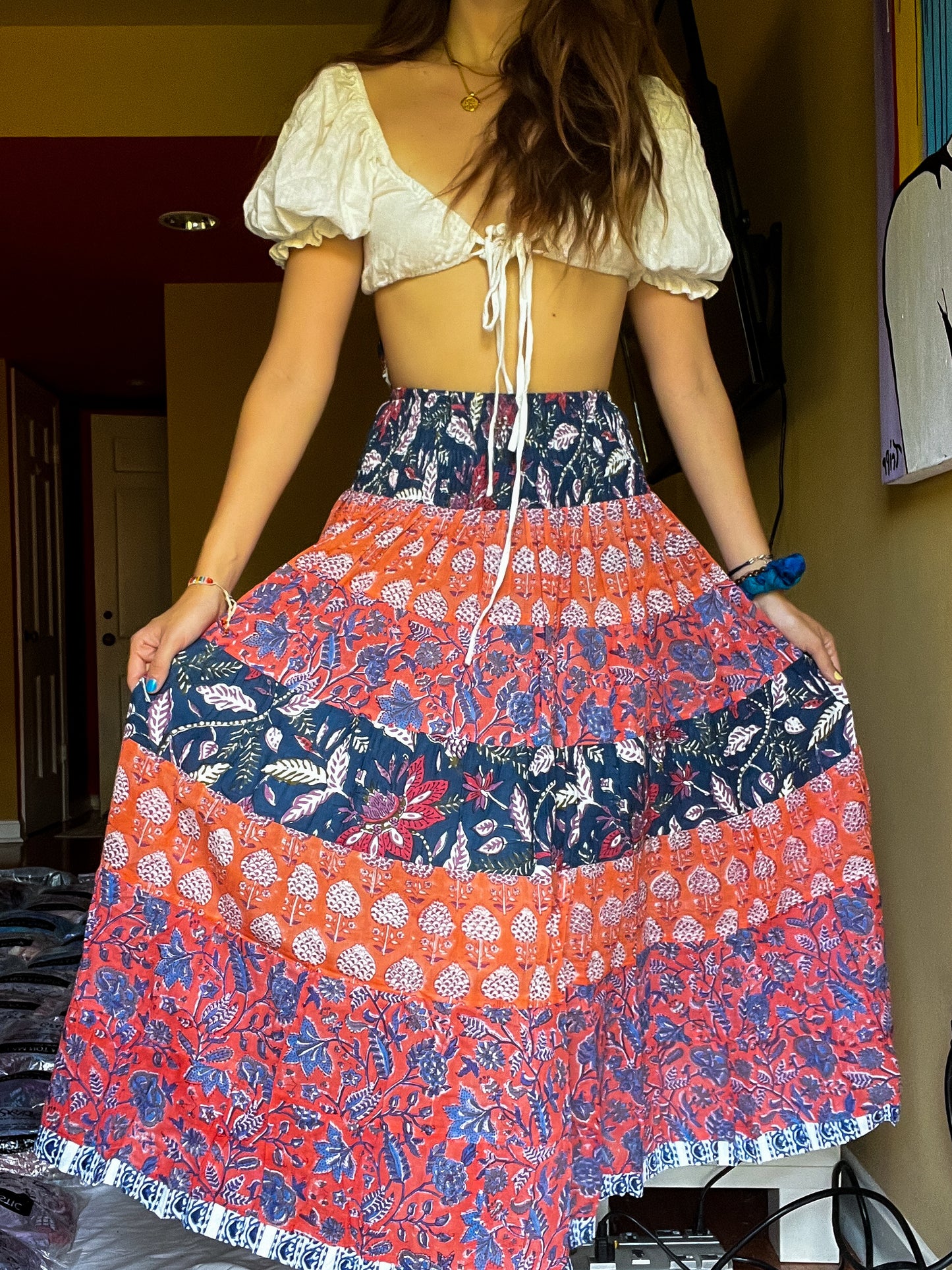 Block printed skirt-Colorful