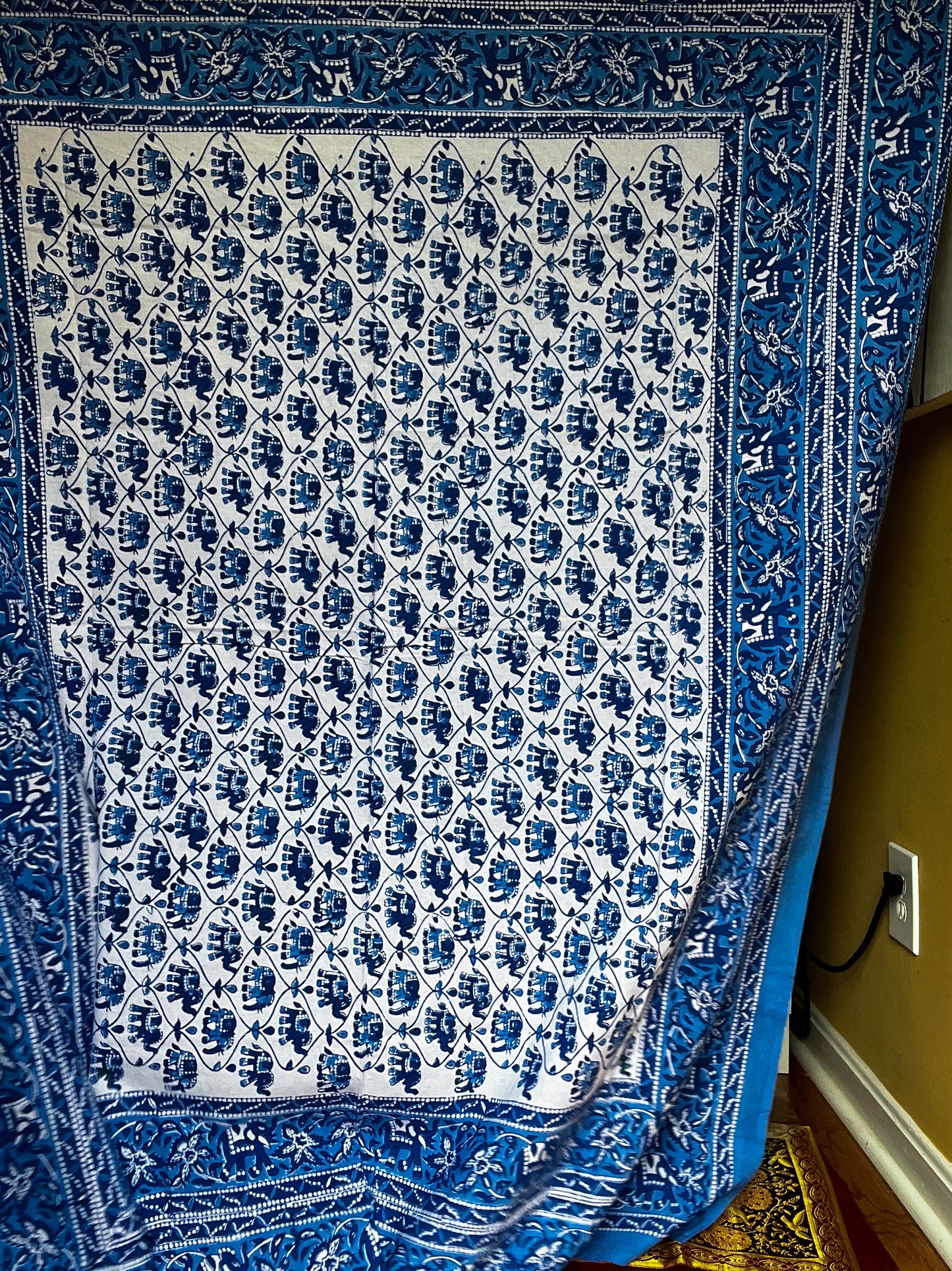 Ancient Indian Artisan Table Cloth- YOOOO this one FIREEEE blue white