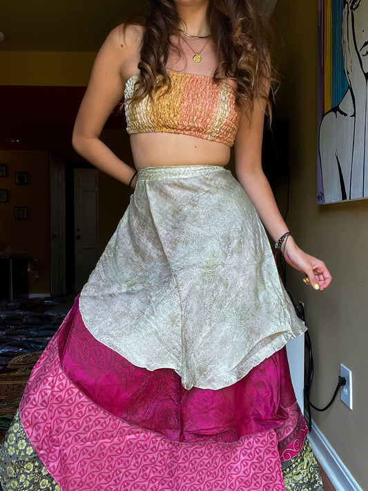 sari wrap skirt #190 - Art Gallery