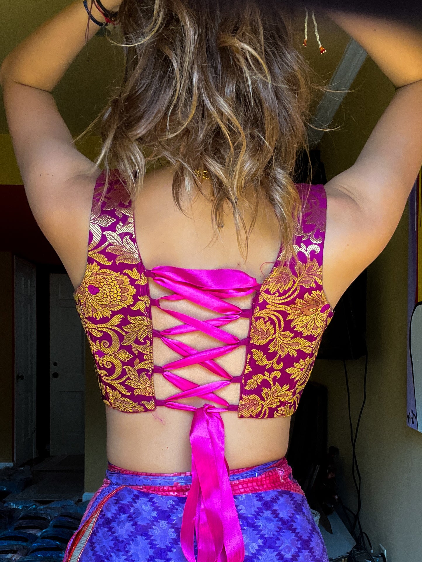 Handmade corset - Purple L