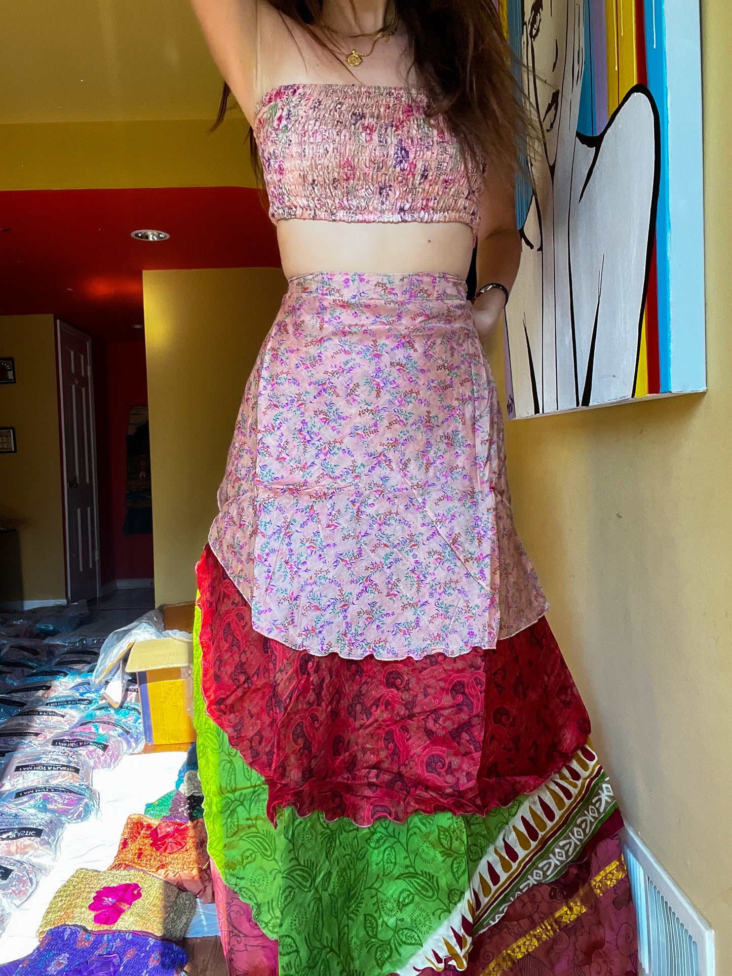 sari wrap skirt #200 Art Gallery (monet)
