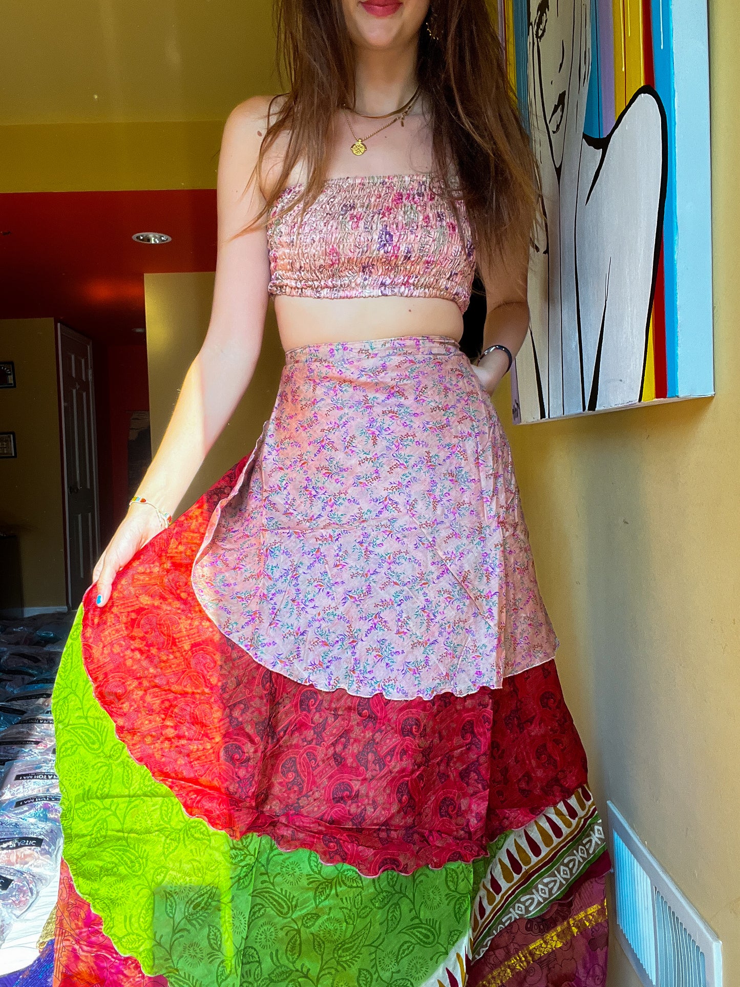 sari wrap skirt #200 Art Gallery (monet)