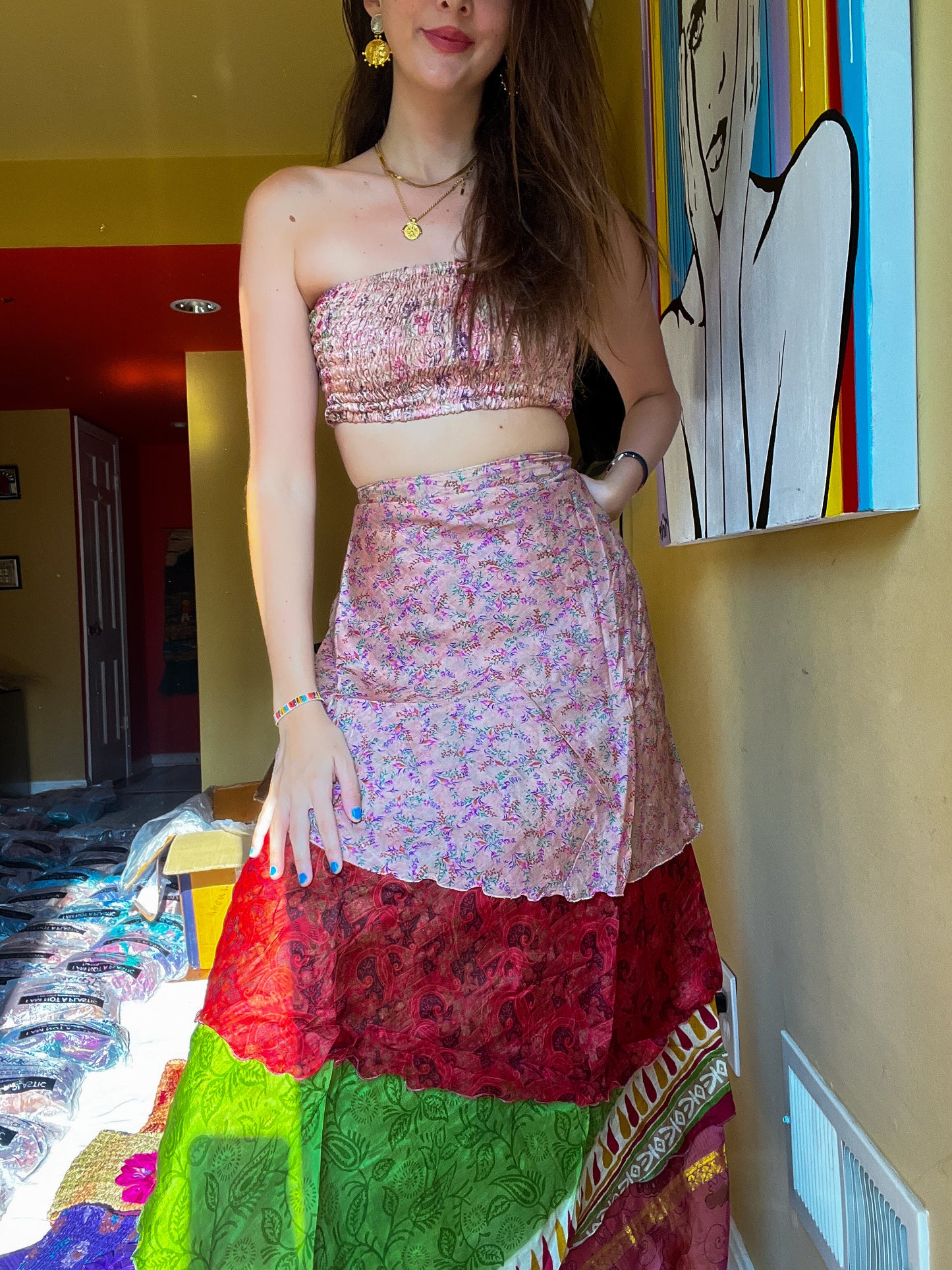 sari wrap skirt #200 Art Gallery (monet)